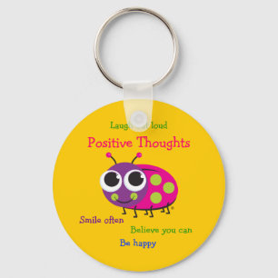 Cute Ladybug "Positive Thoughts" Sleutelhanger
