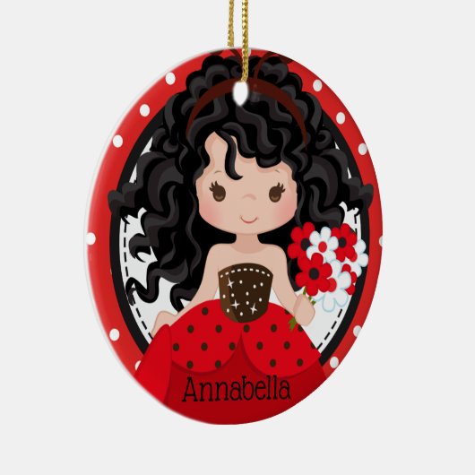Cute Ladybug Princess Personalized Ceramic Ormenes Keramisch Ornament (Rechts)
