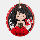 Cute Ladybug Princess Personalized Ceramic Ormenes Keramisch Ornament (Links)