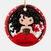 Cute Ladybug Princess Personalized Ceramic Ormenes Keramisch Ornament (Achterkant)