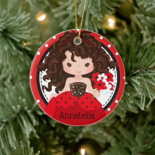 Cute Ladybug Princess Personalized Ceramic Ormenes Keramisch Ornament