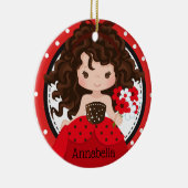 Cute Ladybug Princess Personalized Ceramic Ormenes Keramisch Ornament (Rechts)
