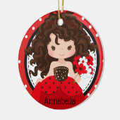 Cute Ladybug Princess Personalized Ceramic Ormenes Keramisch Ornament (Links)