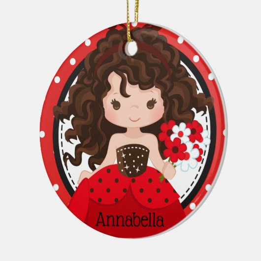 Cute Ladybug Princess Personalized Ceramic Ormenes Keramisch Ornament (Links)