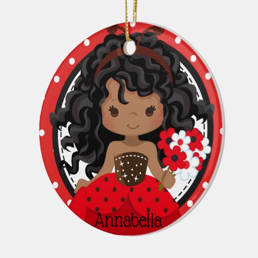 Cute Ladybug Princess Personalized Ceramic Ormenes Keramisch Ornament (Links)