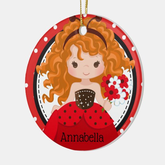 Cute Ladybug Princess Personalized Ceramic Ormenes Keramisch Ornament (Links)