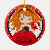 Cute Ladybug Princess Personalized Ceramic Ormenes Keramisch Ornament (Achterkant)