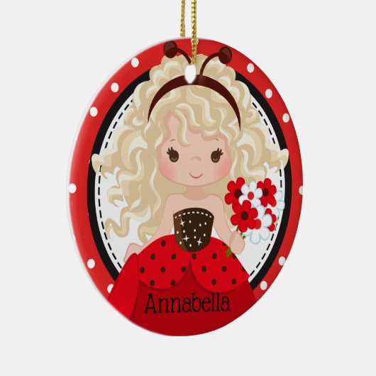 Cute Ladybug Princess Personalized Keramisch Ornament (Rechts)