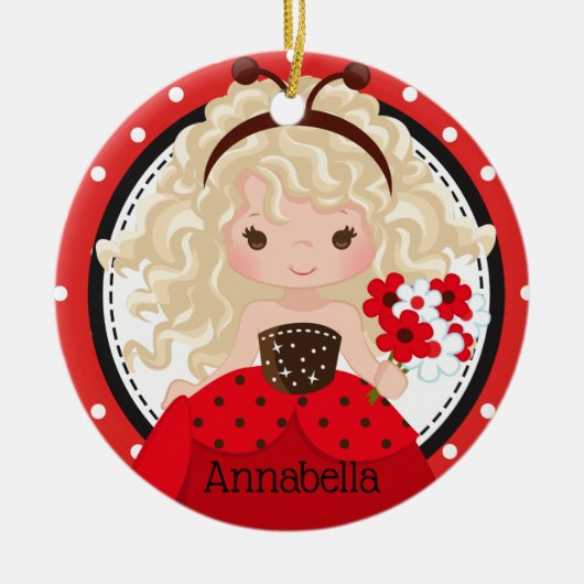 Cute Ladybug Princess Personalized Keramisch Ornament (Voorkant)