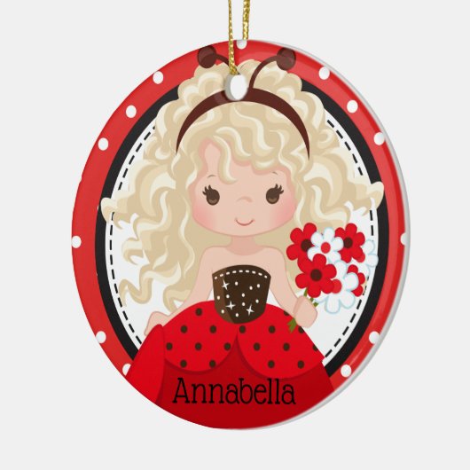 Cute Ladybug Princess Personalized Keramisch Ornament (Links)