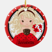 Cute Ladybug Princess Personalized Keramisch Ornament (Achterkant)