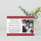 Cute Ladybug, Red and Black Polka Dots Baby shower Kaart (Staand voorkant)