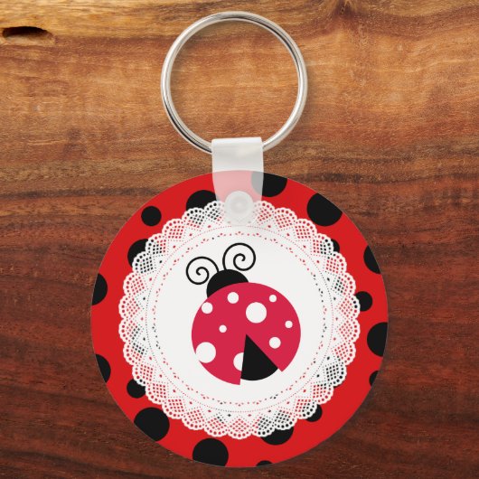 Cute Ladybug Red en Black Sleutelhanger (Voorkant)