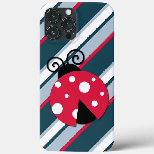 Cute Ladybug Red White Blue Stripes Pattern Case-Mate iPhone Case (Achterkant)