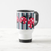Cute Ladybug Red White Blue Stripes Pattern Reisbeker (Voorkant rechts)