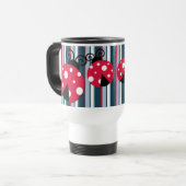 Cute Ladybug Red White Blue Stripes Pattern Reisbeker (Voorkant links)