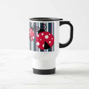 Cute Ladybug Red White Blue Stripes Pattern Reisbeker