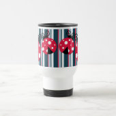 Cute Ladybug Red White Blue Stripes Pattern Reisbeker (Center)
