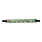 Cute Ladybug res en groen patroon Zwarte Inkt Pen (Voorkant)