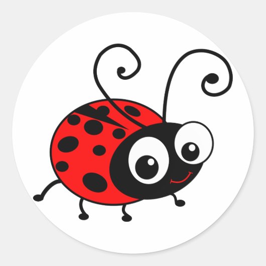 Cute Ladybug Ronde Sticker (Voorkant)