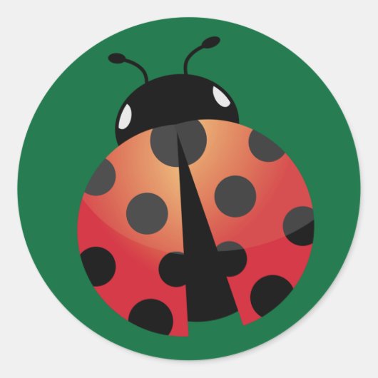 Cute Ladybug Ronde Sticker (Voorkant)