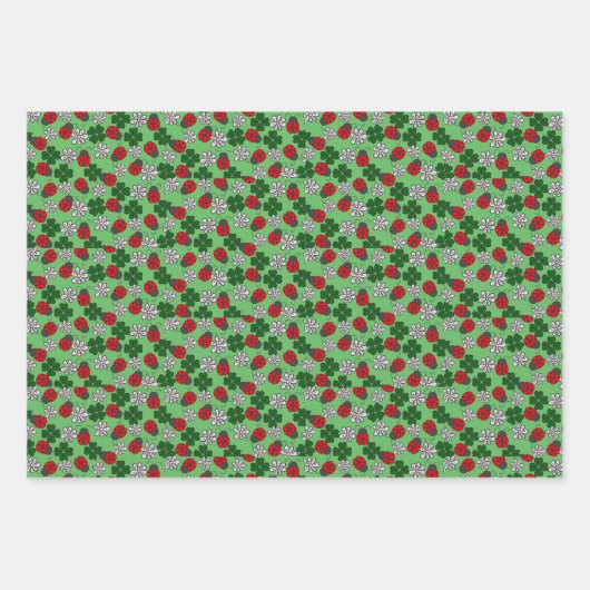 Cute Ladybug rood en groen patroon Inpakpapier Vel (Voorkant 2)