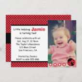Cute Ladybug, Second Birthday Party, polka dots Kaart (Voorkant / Achterkant)