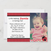 Cute Ladybug, Second Birthday Party, polka dots Kaart (Voorkant)