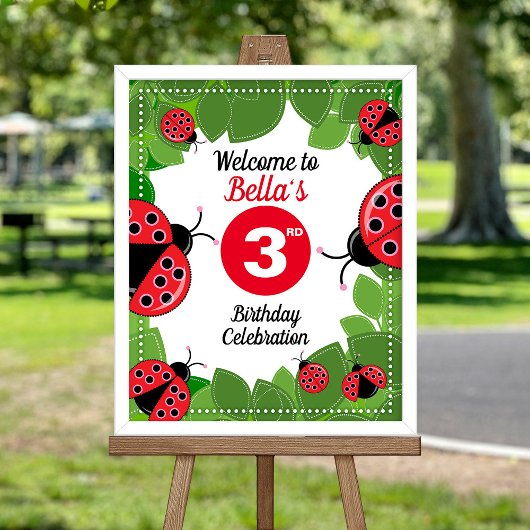 Cute Ladybug-themapartement Welkomstwoord poster
