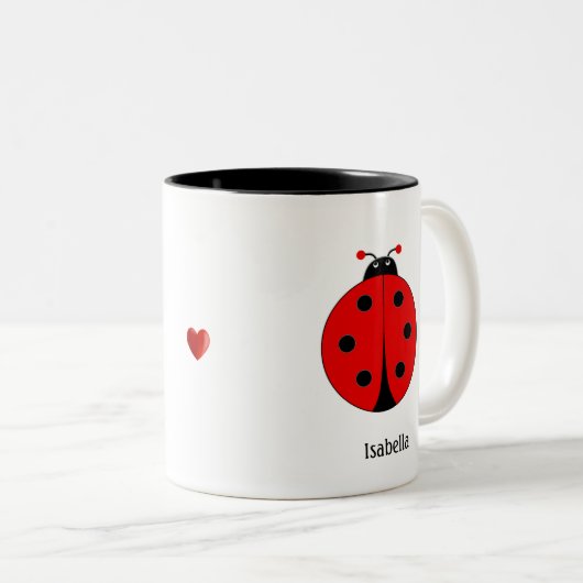 Cute Ladybug Tweekleurige Koffiemok (Voorkant rechts)