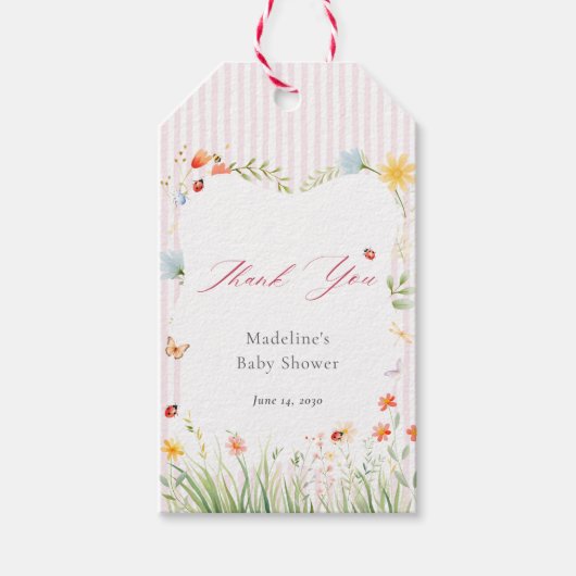 Cute Ladybug Wildflower Baby Shower Thank You Cadeaulabel (Voorkant)