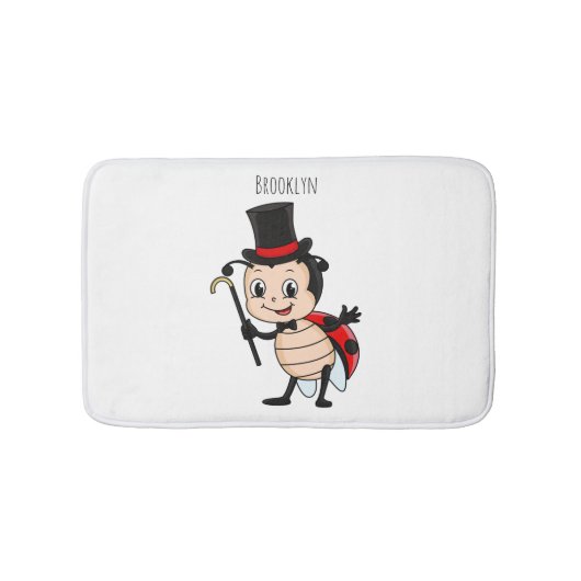 Cute ladybug with top hat and tie cartoon badmat (Voorkant)