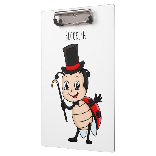 Cute ladybug with top hat and tie cartoon klembord (Links)