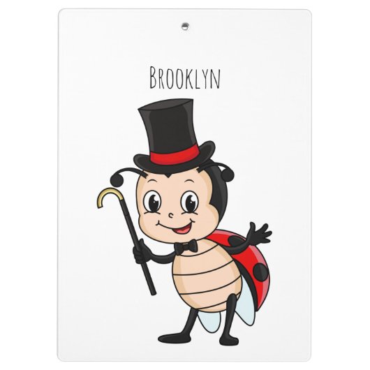 Cute ladybug with top hat and tie cartoon klembord (Achterkant)