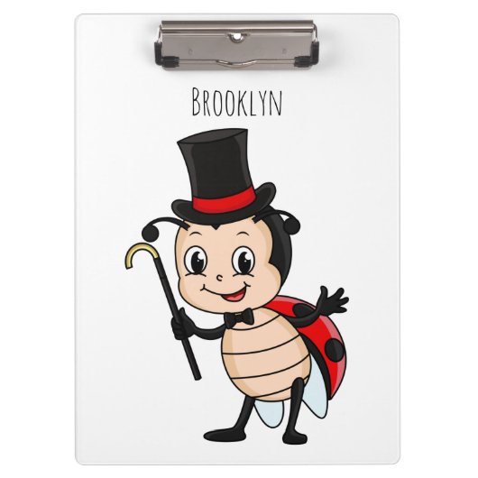 Cute ladybug with top hat and tie cartoon  klembord (Voorkant)