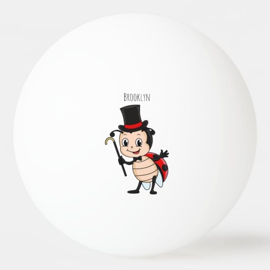 Cute ladybug with top hat and tie cartoon pingpongbal (Achterkant)