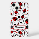 Cute Ladybugs and Swirls Name Case-Mate iPhone Case (Achterkant)