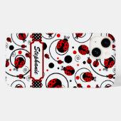Cute Ladybugs and Swirls Name Case-Mate iPhone Case (Achterkant (horizontaal))