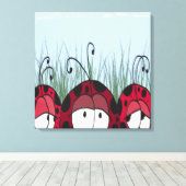 Cute Ladybugs Canvas Afdruk (Insitu (Houten vloer))