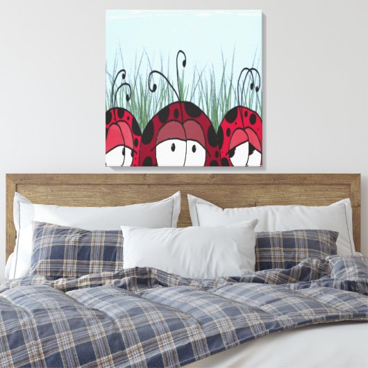 Cute Ladybugs Canvas Afdruk (Insitu (Slaapkamer))