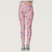 Cute Ladybugs en Daisies roze en blauw Leggings (Voorkant)
