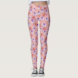 Cute Ladybugs en Daisies roze en blauw Leggings