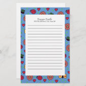 Cute Ladybugs Flowers Hearts Butterflies Briefpapier (Voorkant / Achterkant)