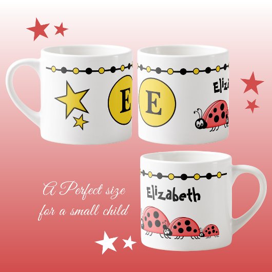 Cute ladybugs geel zwart met sterren espresso kop