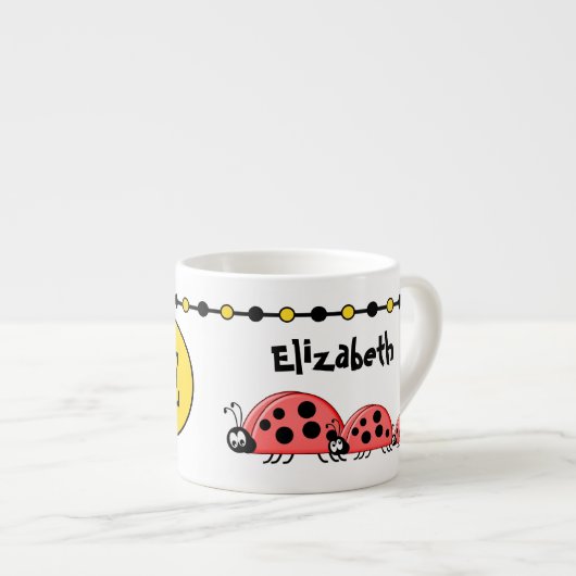 Cute ladybugs geel zwart met sterren espresso kop (Voorkant rechts)