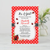Cute Ladybugs Het is een meisje Baby shower Kaart (Staand voorkant)
