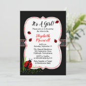 Cute Ladybugs Het is een meisje Baby shower Kaart (Staand voorkant)