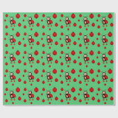 Cute Ladybugs over Groen Cadeaupapier (Vlak)