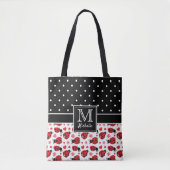 Cute Ladybugs Polka Dot Monogram Tote Bag (Voorkant)