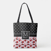 Cute Ladybugs Polka Dot Monogram Tote Bag (Achterkant)
